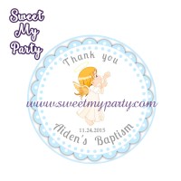 Boy Baptism stickers,Boy Christening thank you tags,(3)